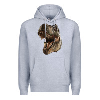 Heather Grey Tyrannosaurus T Rex Face Premium Hoodie - LillyAllenDesigns
