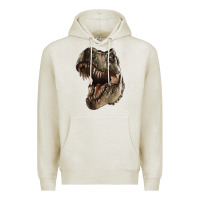 Oatmeal Heather Tyrannosaurus T Rex Face Premium Hoodie - LillyAllenDesigns