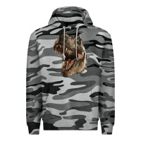 Slate Camo Tyrannosaurus T Rex Face Premium Hoodie - LillyAllenDesigns