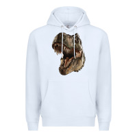 White Tyrannosaurus T Rex Face Premium Hoodie - LillyAllenDesigns