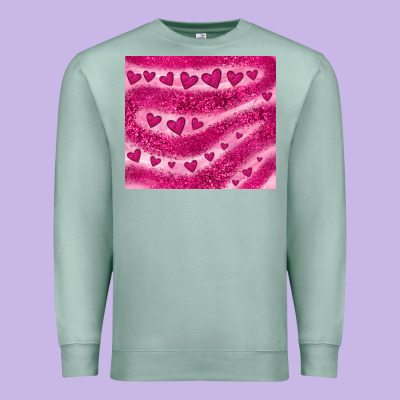 Pink Glitter Heart Premium Sweatshirt Designed By Jahusdesignshop