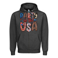 Charcoal Heather party in the usa Zipper Hoodie - Zillion Design Studio