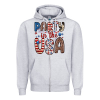 Heather Grey party in the usa Zipper Hoodie - Zillion Design Studio