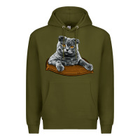 Army Green Scottish Fold Premium Hoodie - LillyAllenDesigns