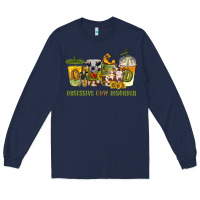 Navy Obsessive cow disorder coffee cups Long Sleeve Tee - texasbilliewilder
