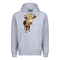 Heather Grey Hereford Heifer Premium Hoodie - LillyAllenDesigns