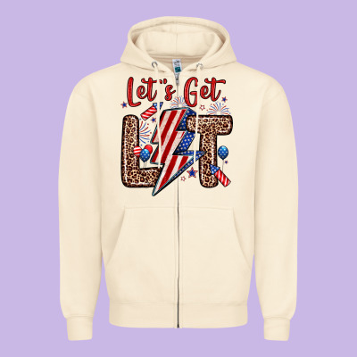Let S Get Lit Zipper Hoodie Designed By Zillion Design Studio
