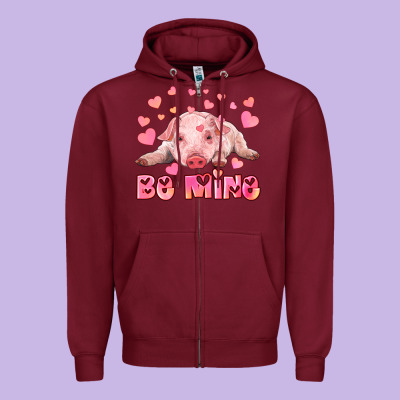 Be Mine Baby Pig Zipper Hoodie Designed By Ranaportraitstore