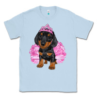 Dusty Blue Balerina Dachshund With Tutu Classic Tee - RanaPortraitStore