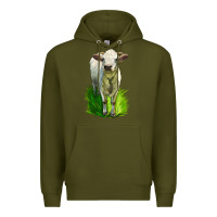 Army Green Charolais Heifer Premium Hoodie - LillyAllenDesigns