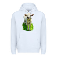 White Charolais Heifer Premium Hoodie - LillyAllenDesigns
