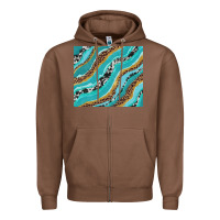 Chestnut turquoise brushstrokes with leopard and cowhide Zipper Hoodie - RanaPortraitStore