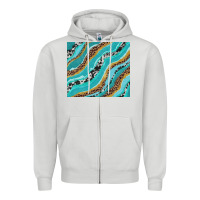 Dove Grey turquoise brushstrokes with leopard and cowhide Zipper Hoodie - RanaPortraitStore