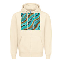Sandshell turquoise brushstrokes with leopard and cowhide Zipper Hoodie - RanaPortraitStore