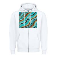 White turquoise brushstrokes with leopard and cowhide Zipper Hoodie - RanaPortraitStore