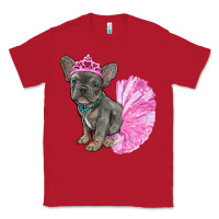 Red Balerina French Bulldog With Tutu Classic Tee - RanaPortraitStore
