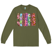 Army Green Western Easter Brushstrokes Long Sleeve Tee - RanaPortraitStore