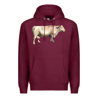 Burgundy charolais cattle Premium Hoodie - LillyAllenDesigns