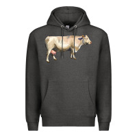 Charcoal Heather charolais cattle Premium Hoodie - LillyAllenDesigns