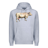 Heather Grey charolais cattle Premium Hoodie - LillyAllenDesigns