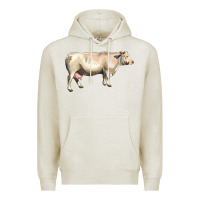 Oatmeal Heather charolais cattle Premium Hoodie - LillyAllenDesigns