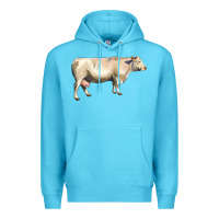 Ocean Blue charolais cattle Premium Hoodie - LillyAllenDesigns
