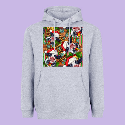 Christmas Leopard Cow Heavyweight Hoodie Designed By Fadigitalartstudio