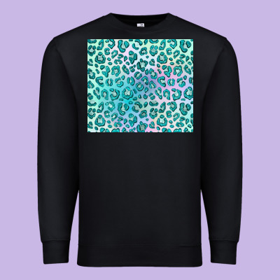 Turquoise Leopard Glitter Premium Sweatshirt Designed By Jahusdesignshop