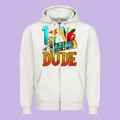 1st Grade Dude Zipper Hoodie Designed By Texasbilliewilder