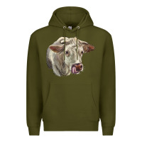 Army Green Charolais Cattle Face Premium Hoodie - LillyAllenDesigns