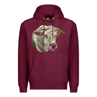 Burgundy Charolais Cattle Face Premium Hoodie - LillyAllenDesigns