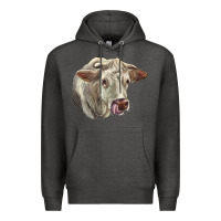Charcoal Heather Charolais Cattle Face Premium Hoodie - LillyAllenDesigns