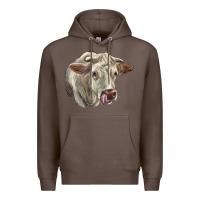 Coffee Charolais Cattle Face Premium Hoodie - LillyAllenDesigns