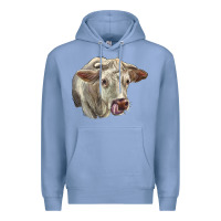 Colony Blue Charolais Cattle Face Premium Hoodie - LillyAllenDesigns