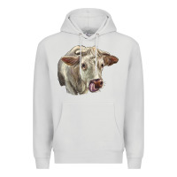 Dove Grey Charolais Cattle Face Premium Hoodie - LillyAllenDesigns