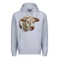Heather Grey Charolais Cattle Face Premium Hoodie - LillyAllenDesigns