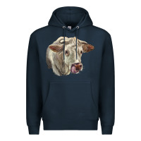 Navy Charolais Cattle Face Premium Hoodie - LillyAllenDesigns
