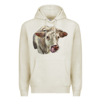 Oatmeal Heather Charolais Cattle Face Premium Hoodie - LillyAllenDesigns