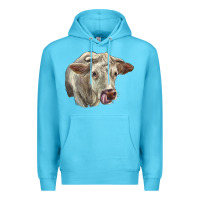 Ocean Blue Charolais Cattle Face Premium Hoodie - LillyAllenDesigns