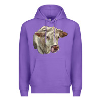 Purple Charolais Cattle Face Premium Hoodie - LillyAllenDesigns