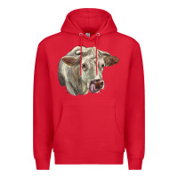 Red Charolais Cattle Face Premium Hoodie - LillyAllenDesigns