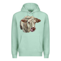 Seafoam Charolais Cattle Face Premium Hoodie - LillyAllenDesigns