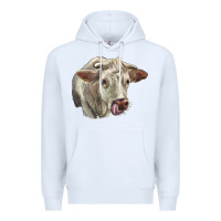White Charolais Cattle Face Premium Hoodie - LillyAllenDesigns
