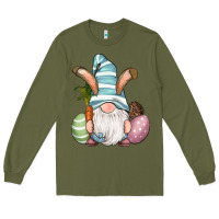 Army Green Easter Bunny Gnomes with Egg and Carrot Long Sleeve Tee - RanaPortraitStore
