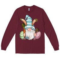 Burgundy Easter Bunny Gnomes with Egg and Carrot Long Sleeve Tee - RanaPortraitStore