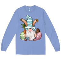 Colony Blue Easter Bunny Gnomes with Egg and Carrot Long Sleeve Tee - RanaPortraitStore