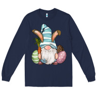 Navy Easter Bunny Gnomes with Egg and Carrot Long Sleeve Tee - RanaPortraitStore