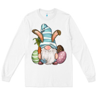 White Easter Bunny Gnomes with Egg and Carrot Long Sleeve Tee - RanaPortraitStore