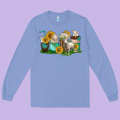 Sheep Coffee Cups Long Sleeve Tee Designed By Texasbilliewilder
