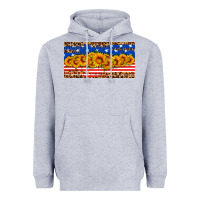 Heather Grey usa flag sunflowers license plate Heavyweight Hoodie - HRA Design Shop